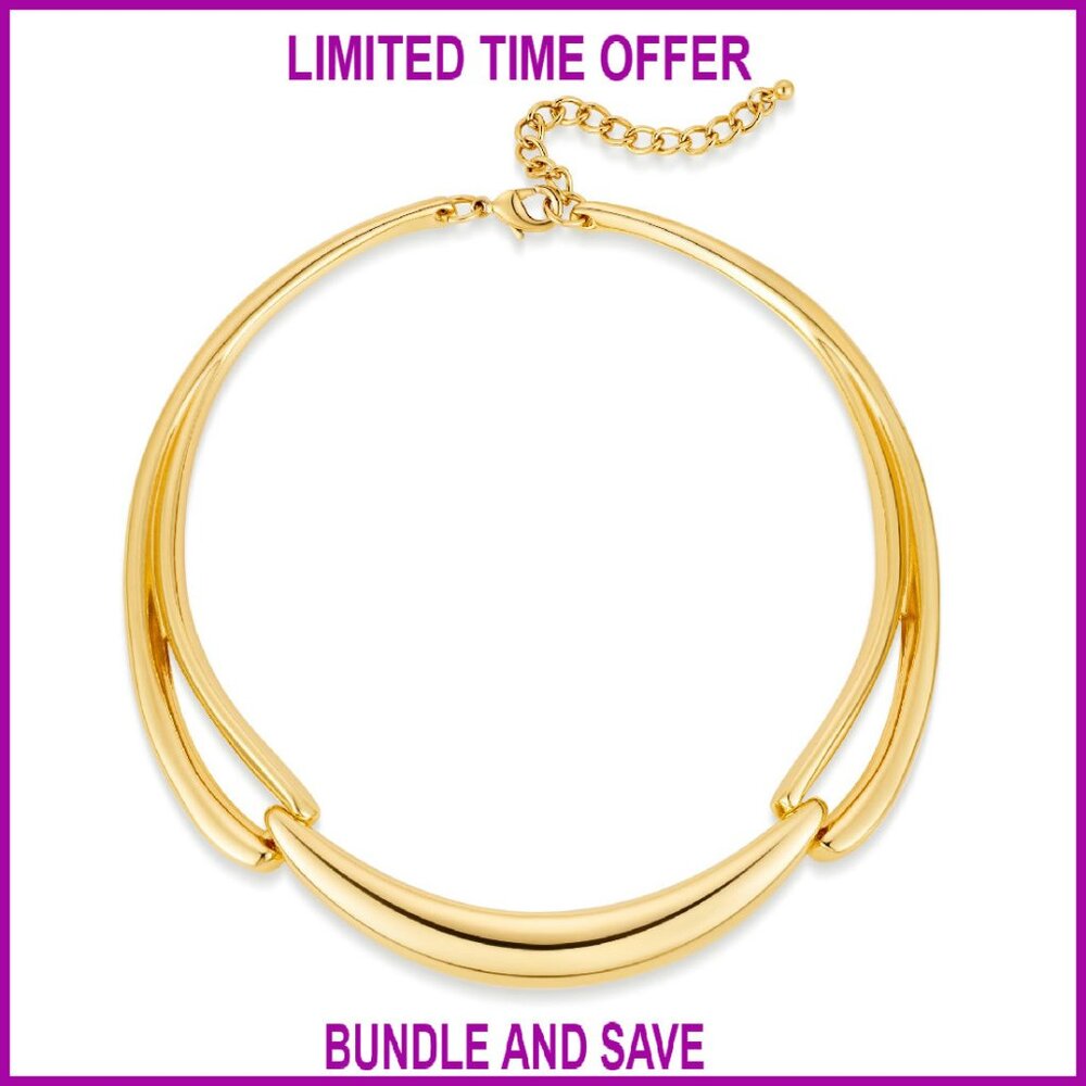 Adjustable Chunky Statement Necklace Gold-Plated … - image 1